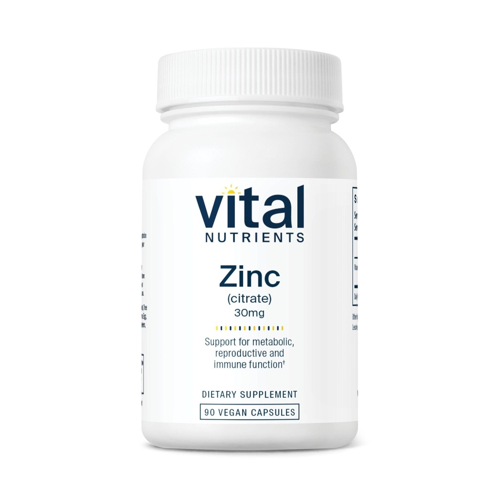 Vital Nutrigents Cytrate 30mg Xi124; Easy Absorbowany Immune Supplement Supplement * Xi124; Vegan Cynk Supplement Xi124; Gluten, Dairy, Soy Free Xi124; Non-GMO Xi124; 30mg Xion124; 90 kapsułki