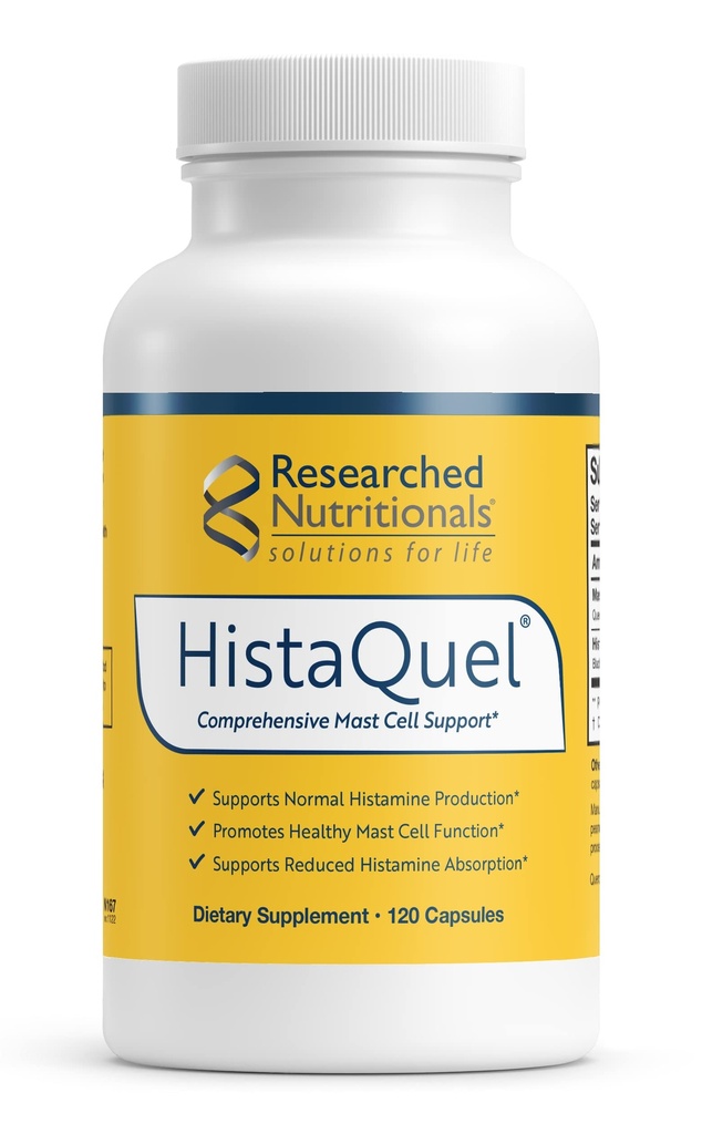 Research Nutritionals HistaQuel - Dual- Action Histamine & Mast Cell Support Formula - Clinically Researched Flavonoid & Herbal Formula ze Stinging Nettle & Black Cmin Seed Oil, 120 Kapsułki