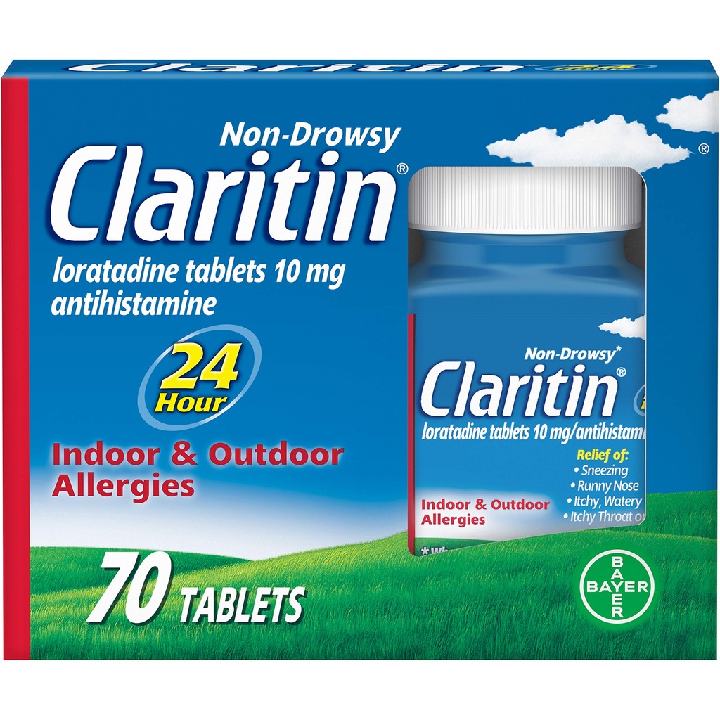 Klarytyna 24-godzinna medycyna alergii, Non-Drowsy Rescription Siła alergii Relief, Lordinary Antihistamine Tablets, 70 Count