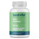 Chelat cynkowy BESTVITE 50 mg (240 kapsułki wegetariańskie) - bez stearynianów - bez fosforanu diwapniowego - wegan - bez GMO - bez glutenu