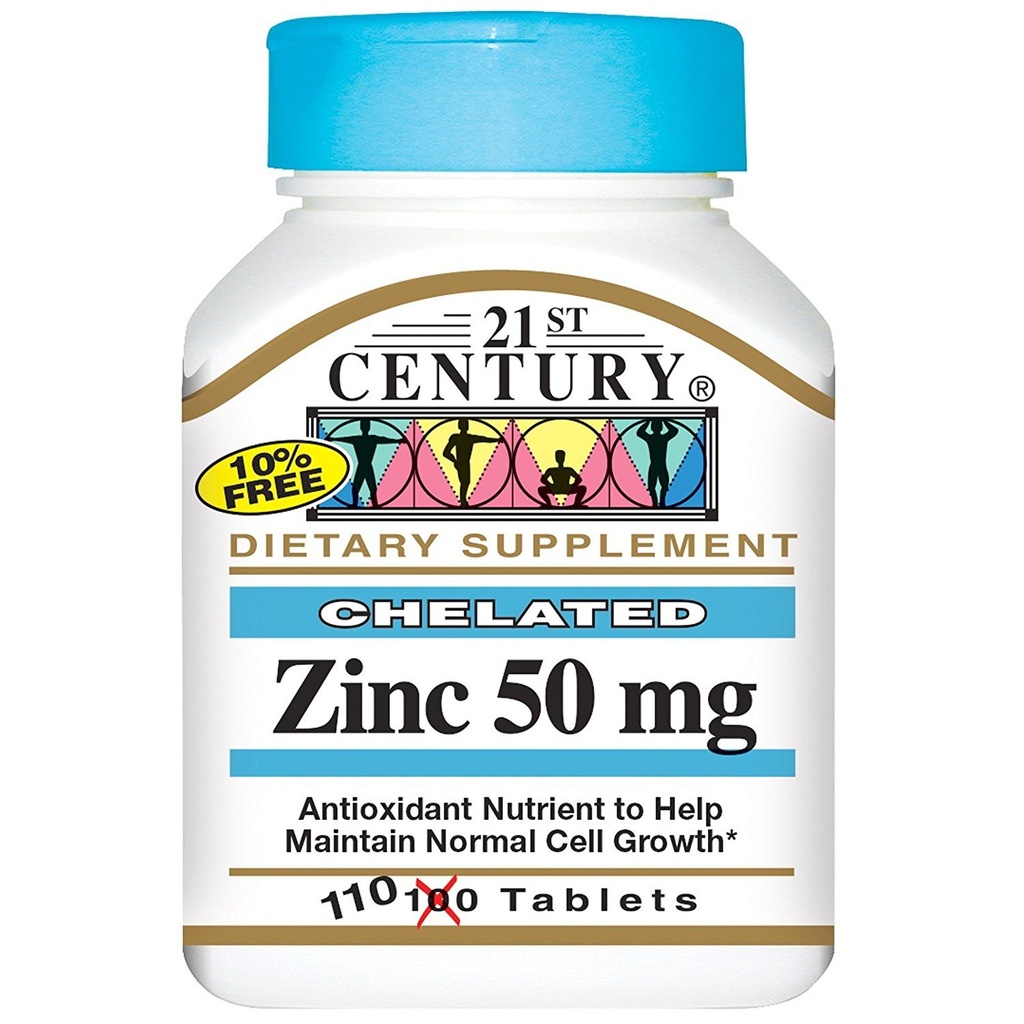 21 Century Chelated Cynk 50 Miligramy 50 Miligramy 110 Tabs