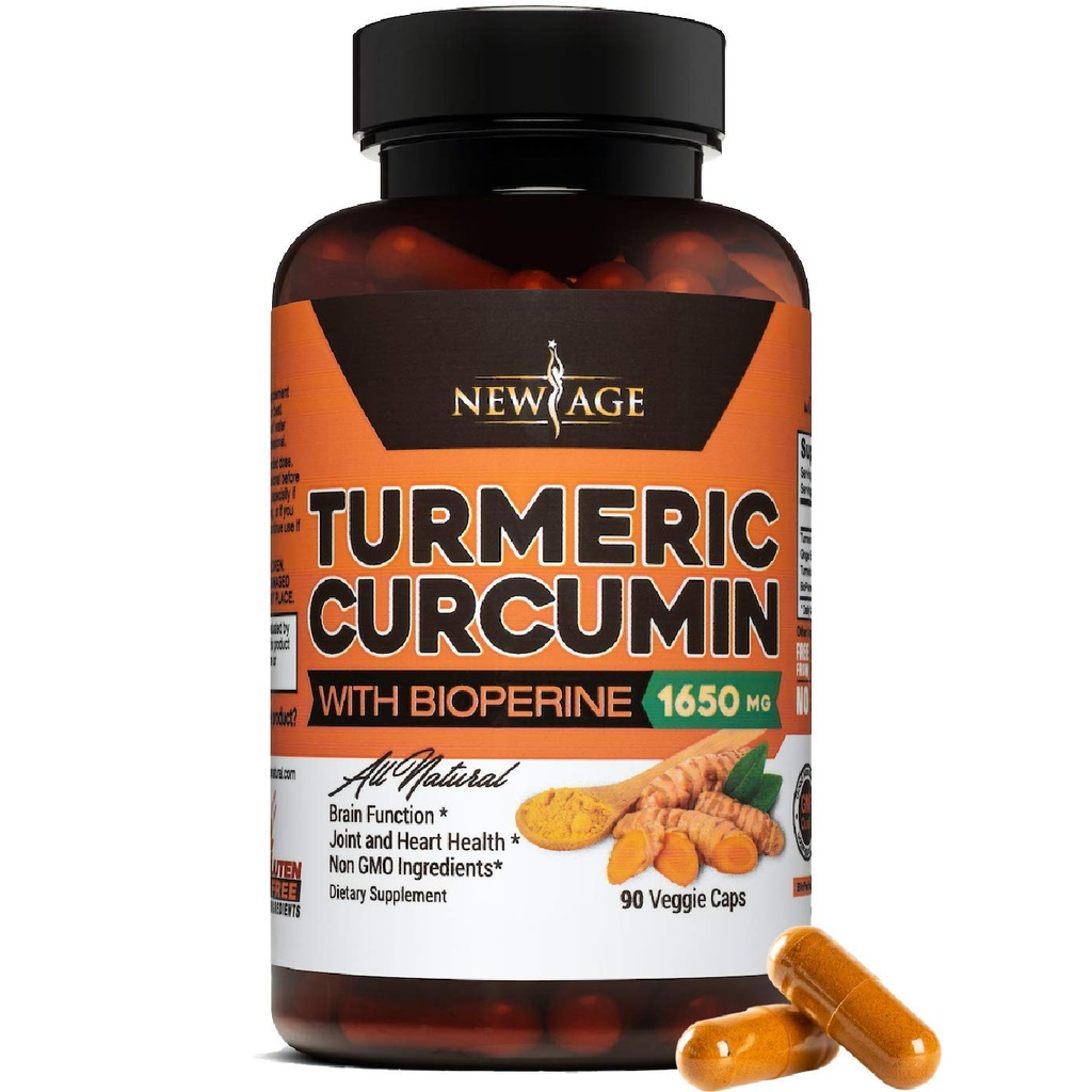 NOWA kurkumina wiekowa z kapsułkami z bioperiny - Natural Joint & Healthy Support z 95% Znormalizowanymi kurkuminoidami dla potencji i absorpcji - Non-GMO, Gluten Free (90 Count (Pack of 1))
