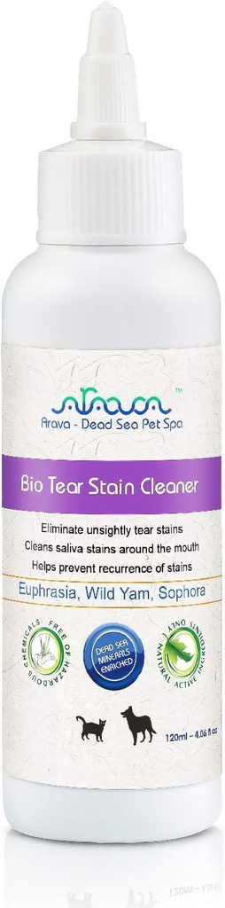 Arava Natural Tear and Stain Remover for Dogs and Cats - Skuteczne rozwiązanie z 26 Minerałów Morza Martwego, Usuwa i Zapobiega Eye i Saliva Płyty