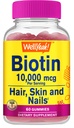 WellYeah Wysoka potencja Biotin 10,000 μg Gummies - dla silniejszych włosów, skóry i paznokci - Przyjazny weganom, Gluten- Free, Non-GMO i pyszne Berry Flavor - 60 Gummies
