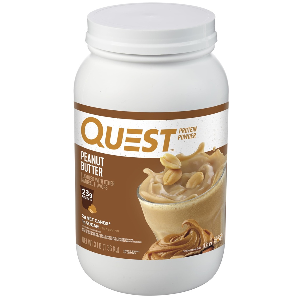 Quest Nutrition Peanut Butter Protein Powder, 23 g Protein, 1 g Cukier, Niskie węglowodany, Gluten Free, 3 Funt, 43 Służenie
