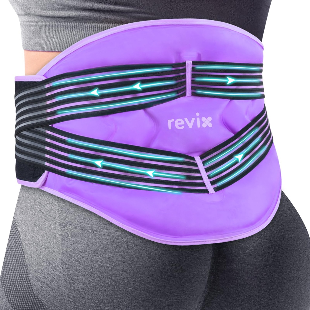 REVIX wielokrotnego użytku duże torby na lód z kompresjami, regulowany dolny opaska na lód dla Lumbar, Sciatic Nerve, miękkie pluszowe Linning, Cold Compress Therapy