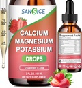 Wapnia Magnezu Suplementy potasu, Magnezu Glicynian 400mg Cynk Multiwitamina Krople Wapnia Suplement potasu Wysoka Absorpcja Wegan Nie GMO (60ml / Strawberry Flavor)