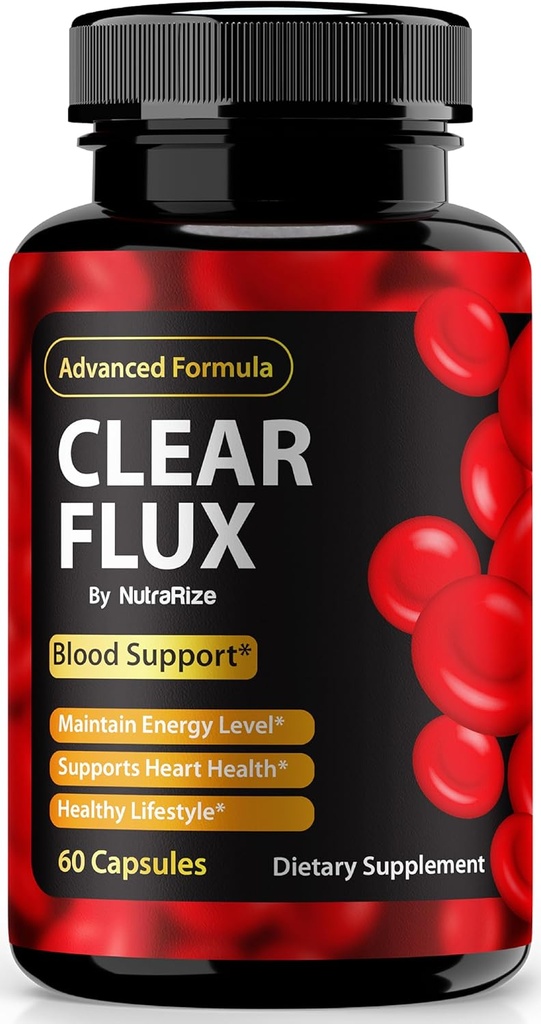 Clear Flux Pills, Oficjalne kapsułki ClearFlux, All- Natural Support, Wsparcie Premium do utrzymania stabilnych poziomów i zdrowe cyrkulacji, Wszystkie naturalne przezroczyste Flux Recenzje zdrowia (60 kapsułki)