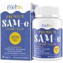 1200 MG SAM e Suplement dla mózgu, nastrojów, stawów i wątroby, Wysoka Absorpcja SAM- e (S- Adenozylo- L- Metionina) z CoQ10, 5- HTP, Enteric Coated 60 Tablets, Wegan