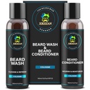XIKEZAN Beard Wash & Beard Conditioner Natural Softener Set w / Argan & Jojoba Oil Smooths & Wzmocnia Boże Narodzenie Stocking Stuffers Ojciec Day prezenty dla mężczyzn jego tata chłopak mąż