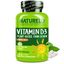 NATURELO Witamina D - 5000 IU - Roślina oparta na Lichen - Naturalny suplement D3 dla układu immunologicznego, Wsparcie dla kości, Joint Health - Wysoka moc - Wegan - Non-GMO - Gluten Free - 180 Kapsułki