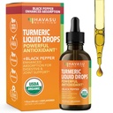 USDA Organic Turmeric Liquid Drops with Black Pepper - 1000mg Curcumin Supplement for Imimmunological & Digestive Health - 30 Służenia - Zwiększona absorpcja - Non-GMO, Wegan, Gluten Free - Unflavored, 1 Fl Oz