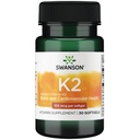 Witamina K2 Swanson (Menaquinone- 7) - Suplement Witaminy wspierający układ sercowo-naczyniowy i zdrowie kości - Wykonane z japońskiego Natto pomóc Regulacji Wapnia - (30 Softgels, 100mcg każdy)