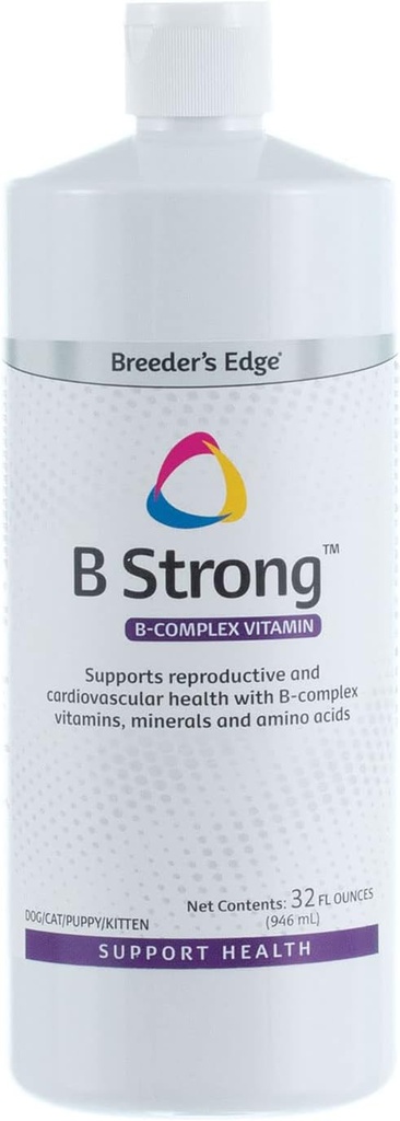 Revival Animal Health Breeder 's Edge - B Strong - B Witamina, Żelazko i suplement mineralny - Witamina B dla psów, kotów, szczeniąt i kociaków - 32 oz Płyn