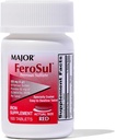 Major Ferosul - Żelaza siarczan 325 mg Tabletki z 65mg Żelaza elementarnego - Żelaza Suplement dla Kobiet, Mężczyźni - Czerwony - 100 Hrabia