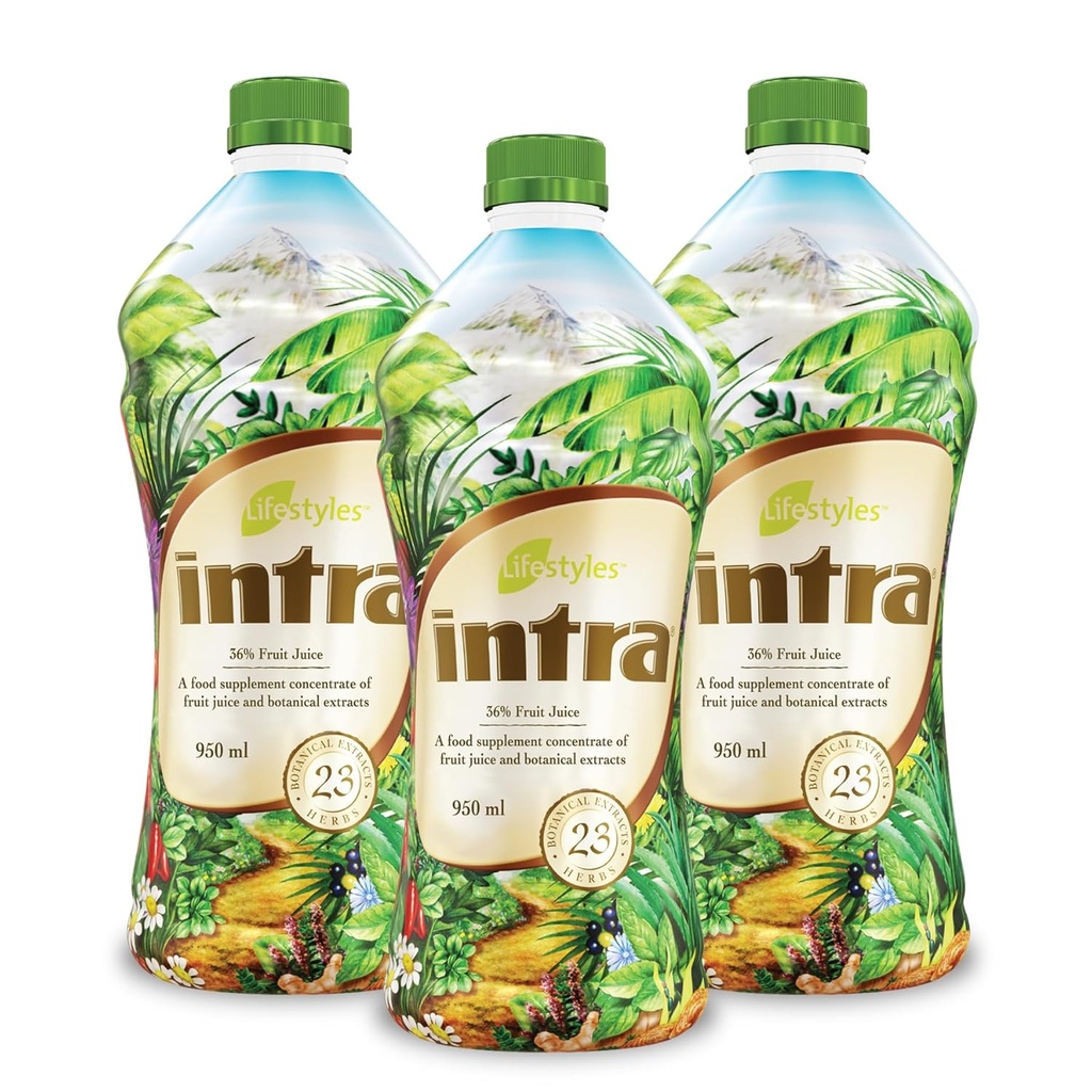 Style życia Intra Napoje ziołowe - Napoje botaniczne dla immunologicznego wsparcia, Detox, Digestive & Cardiovical Health - 23 Ekstrakty botaniczne - Made in Canada Trio Pack (950 ml / 32 fl oz każdy)