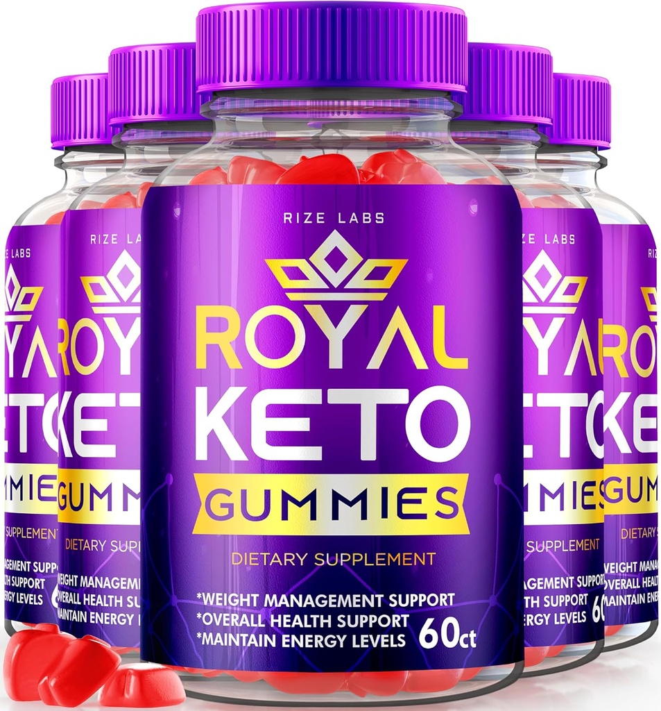 Rize laboratoria - Royal Keto Gummies - ACV Organic Support for Belly Fat & Weight Loss Diet, dla mężczyzn i kobiet Jabłko Cydr Dodatkowa siła Gummies (300 Gummies) (Opakowanie 5)