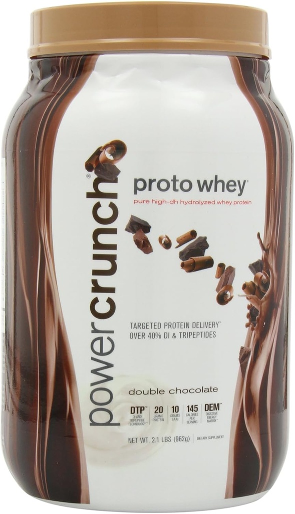 Power Crunch Protein z serwatki, Acids Amino, Shakes protein z pysznym smakiem, Podwójna czekolada, 2,1 LB