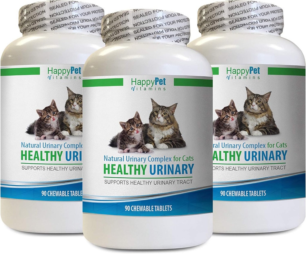 Kot UTI Supplement - CAT Healthy Urnary Complex - UTI Solution - Natural Formula - Anty - kot Nietrzymanie moczu - 3 butelki (270 tabletek)