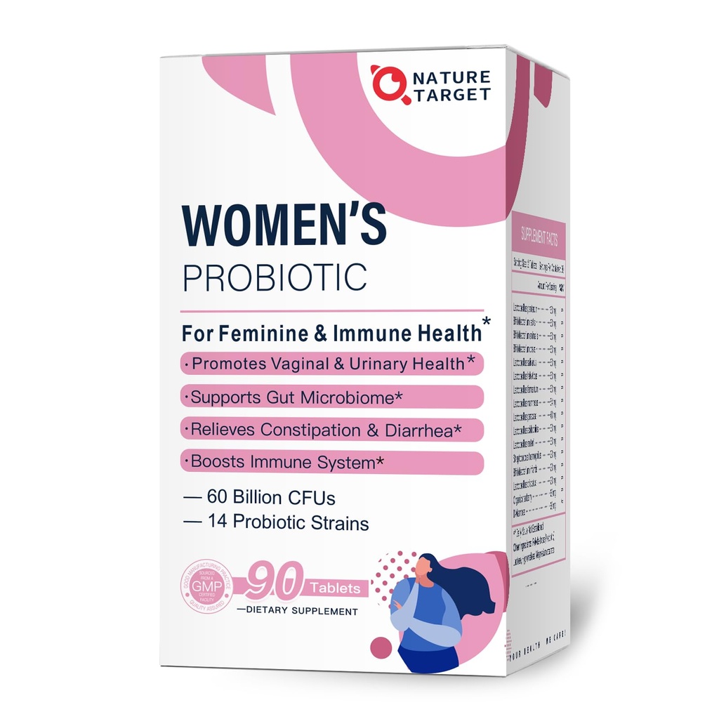 NATURE DOCELOWE Probiotyki - Kobiety z prebiotykami, Żurawinem i D- Mannozą, 60- Mililion- CFU, Probiotykiem dla Kobiet z grupy Digestive Health / Gut Health / Immune Booster