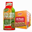 Witamina Energia Immune + Dodatkowa Siła Energy Shot Fruit Punch 48 Pack, 260mg Naturalna kofeina, B- Witaminy, Citicolina, Zielona herbata, Immunitet i Focus Support, Zero cukru, Gluten- Free 1.93 fl oz