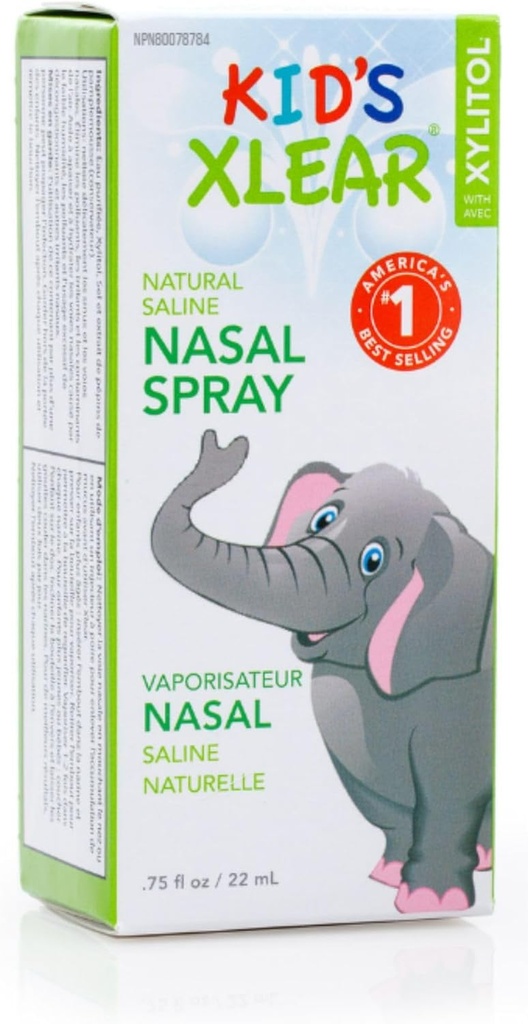 Xlear Natural Xylitol Saline Nasal spray for Kids - Daily Decongestant, Nose Moisturizer, 0,75 fl oz (Opakowanie po 1)