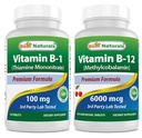 Najlepsi naturalni Witamina B1 jako Tiamina Mononitrat 100 mg & Witamina B12 6000 µg