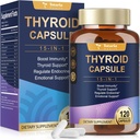 Tyroid Support for Women & Man Supplement Complex Kapsułki - Jodyna Suplement Tyroid z L Tyrosine Bladderwrack Kelp Ashwagandha Selenium Supplements - Mood Enhancer Energy Blance Poziom tarczycy