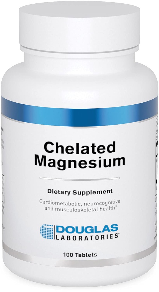 Douglas Laboratories Chelated Magnezu Nespo 124; Wspomaga metabolizm energii, serce, mięśnie szkieletowe i układ nerwowy 124; 100 Tabletki