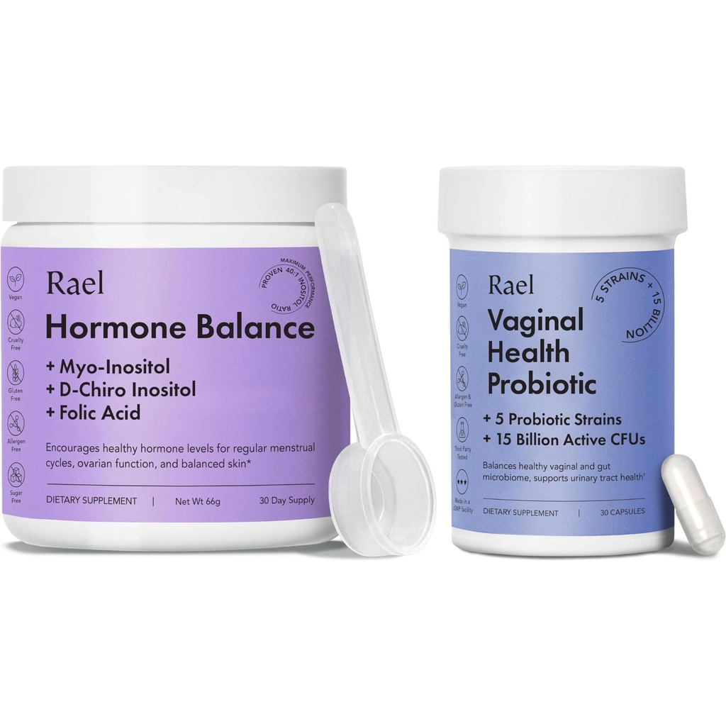 Rael Supplement for Women Bundle - Hormone Balance, Fertility & Ovarian Support (30 Day Supply) & Probiotics, Digestive Enzymes, Urinary Tract Health (30 Day Supply)