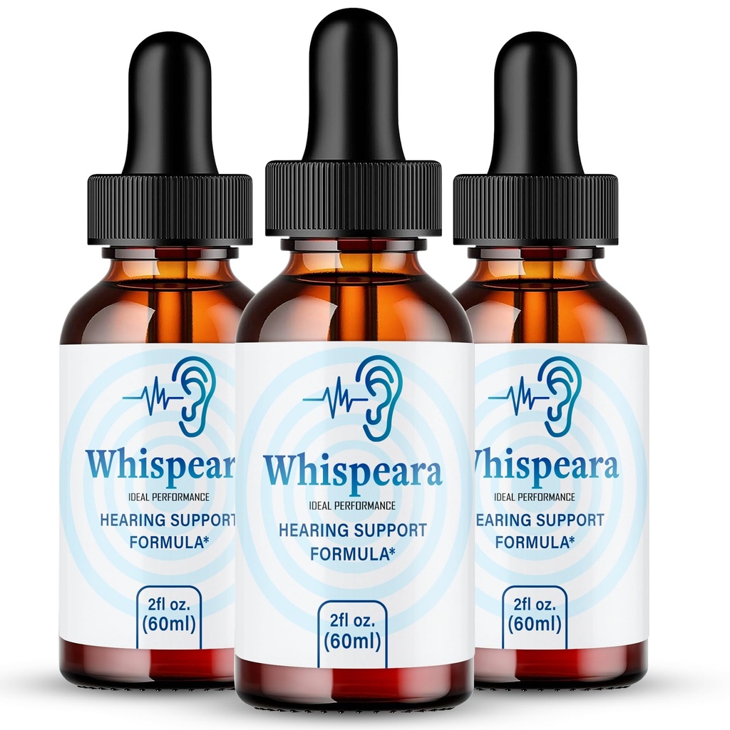 Whispeara szum w uszach Ulga dla pierścieniowych kropli usznych, Pierścień przezroczysty krople do szum w uszach, Maksymalna moc, Advanced Formuła suplement słuchu, Uszy dzwon w uszach, Opinie Whispeara (3 Pack)