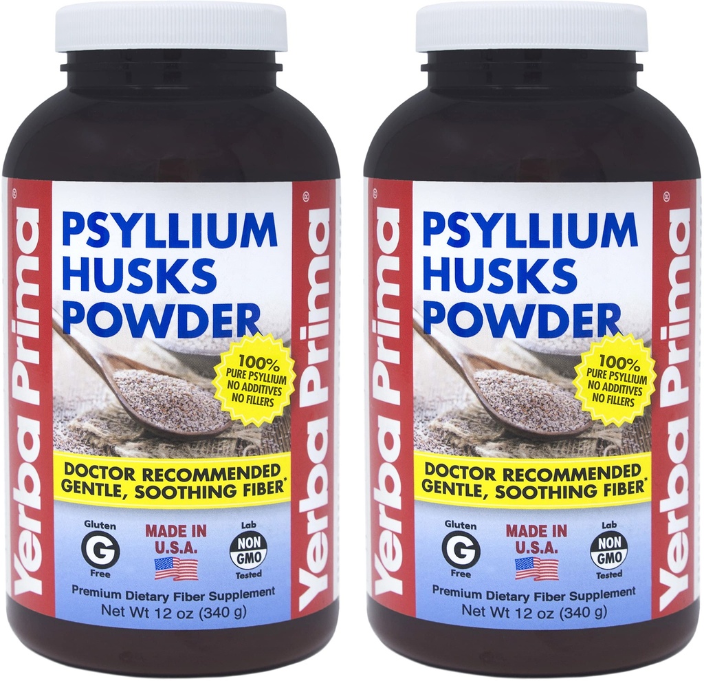 Yerba Prima Pyllium Husk Powder 12 oz (Opakowanie 2) - Natural Fiber Supplement