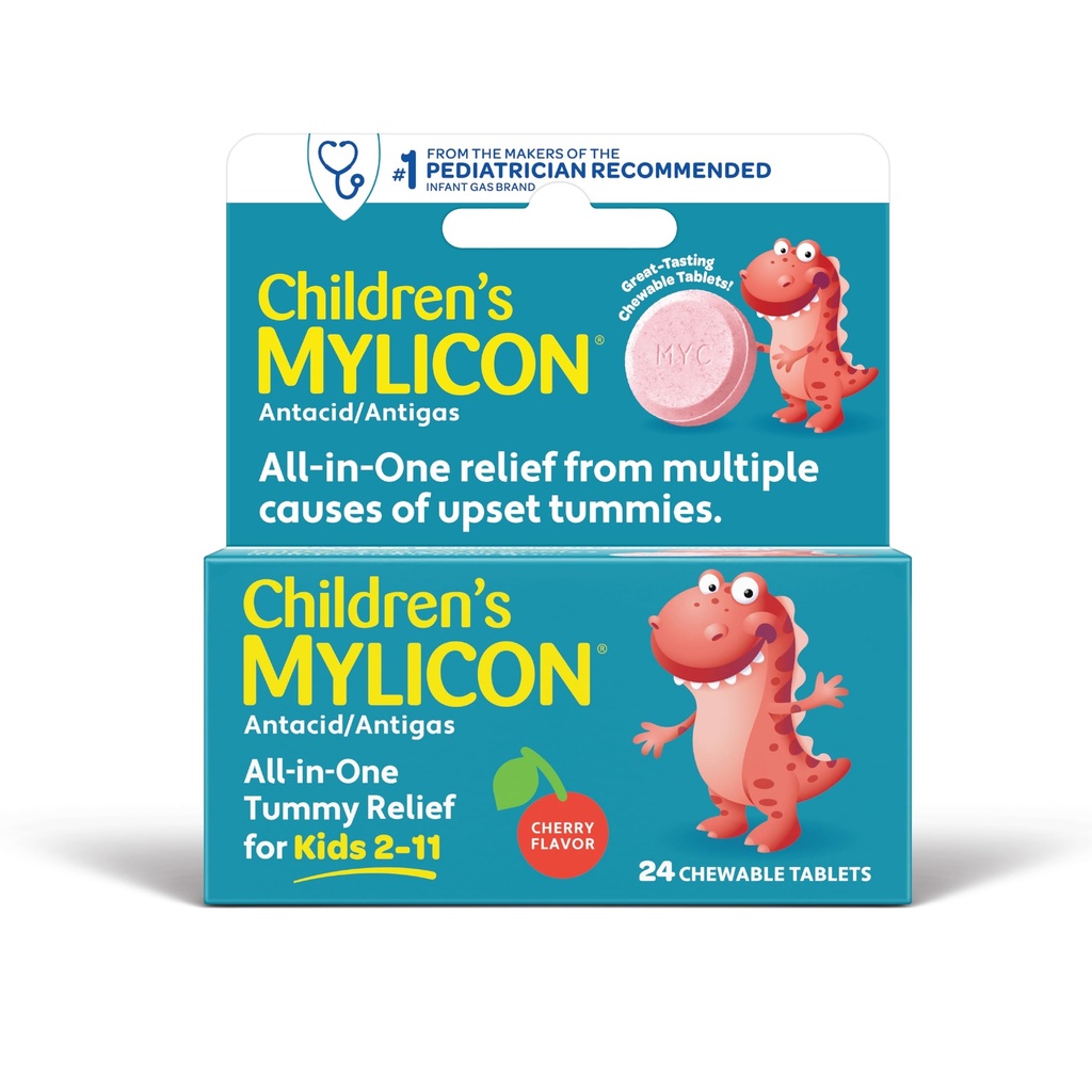 MYLICON Relief dla dzieci, 24 Cherry Flavored Chewable Tablets