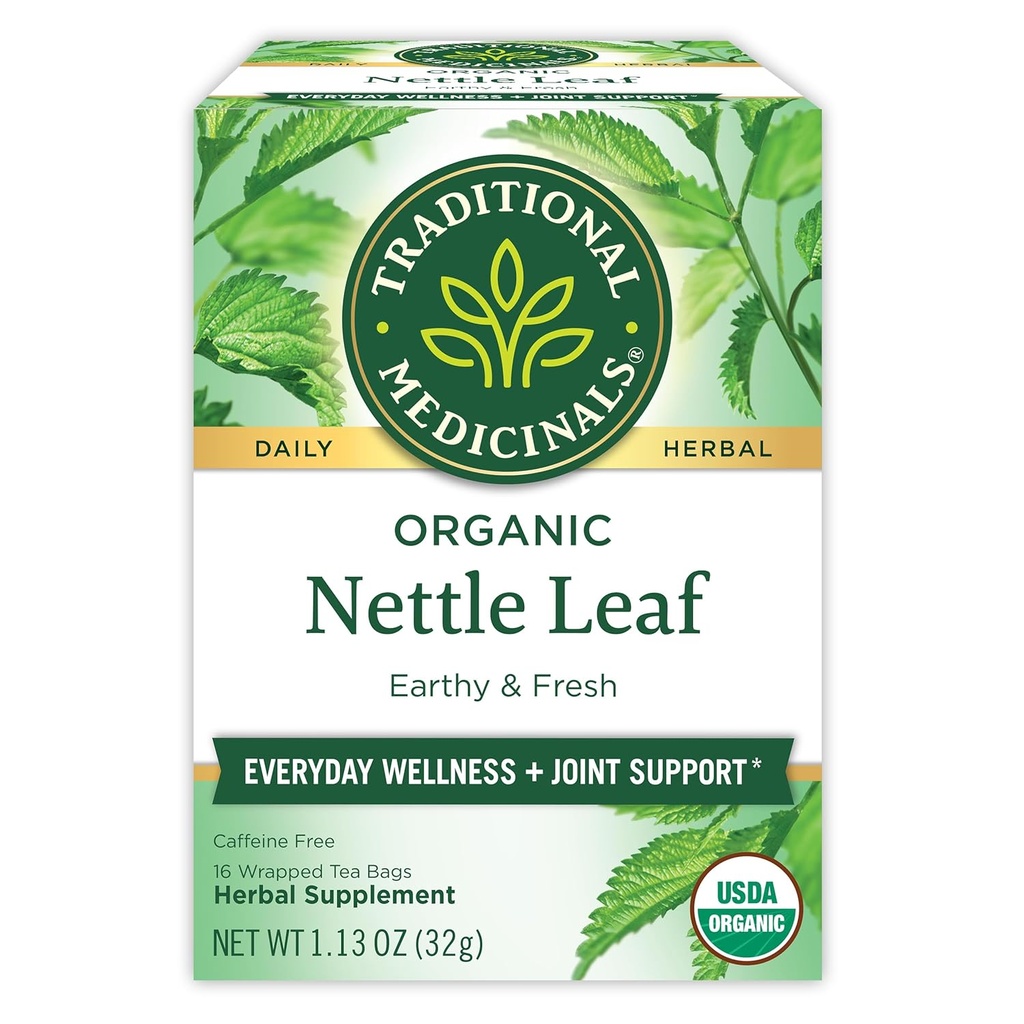 Tradycyjne Medicinals Organic Nettle Leaf Herbal Herbal, wspiera wspólne zdrowie i ogólne Wellness, (Pack of 1) - 16 Tea Bags