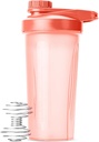 Pan Pen- Shaker Butelka do mieszanek proteinowych, 28 oz, Koral różowy z Twist Cap i Wire Whisk Ball, Mixer Cup dla Shakes