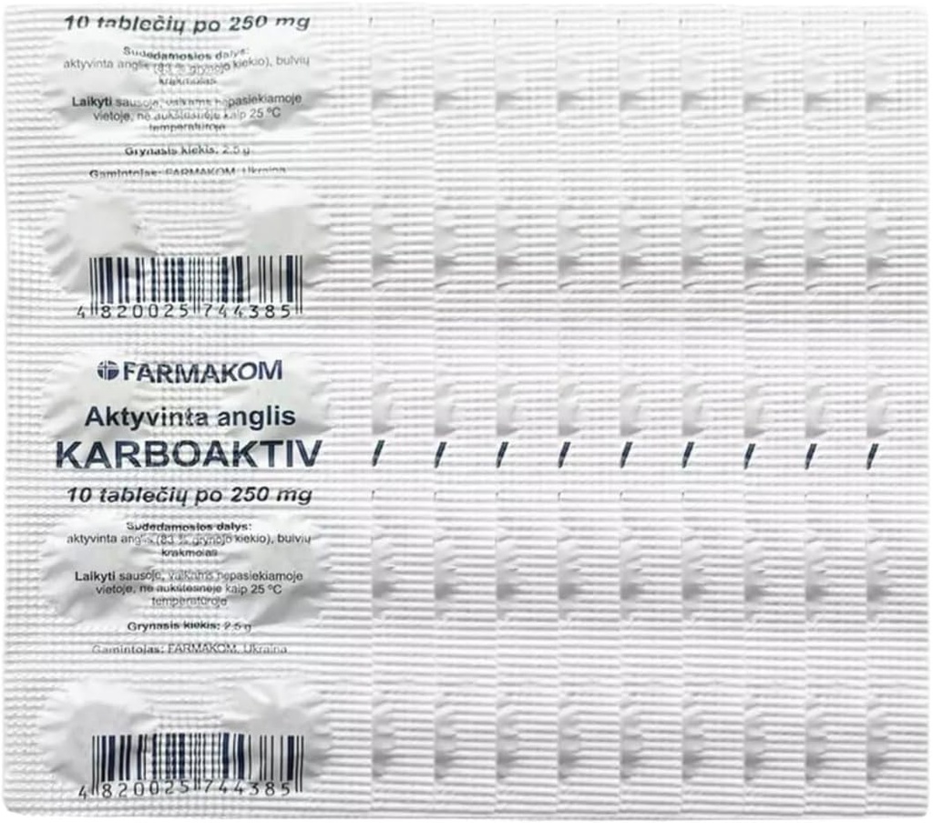Aktywowane tabletki węgla węglowego trawienie Suplement diety 5 Arkusze X 10 Tabletki