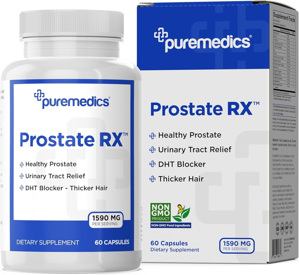 ProstateRX Saw Palmetto, Pygeum & Pumpkin Seed Extract Estragon 124; Prostate & Urnary Health Agregat 124; Bledder Empting Agregating 124; Redukcja pilnych objawów 124; Siła kliniczna 60 Kapsułki