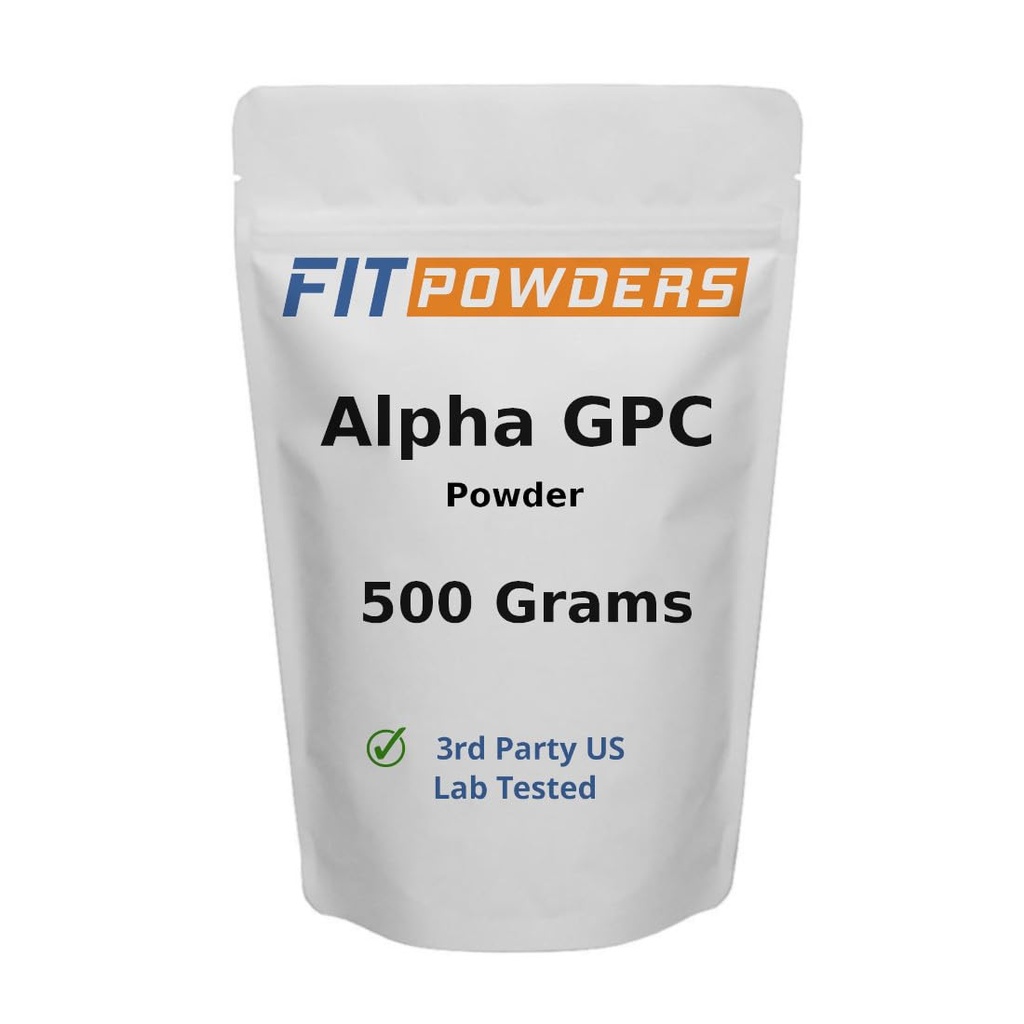 Proszek Alpha- GPC 500 Grams, Nie-GMO Suplement Alpha GPC Proszek cholinowy, Wegan, Testowane strony trzecie, Wstępny trening, Pamięć i Focus, z Scoop