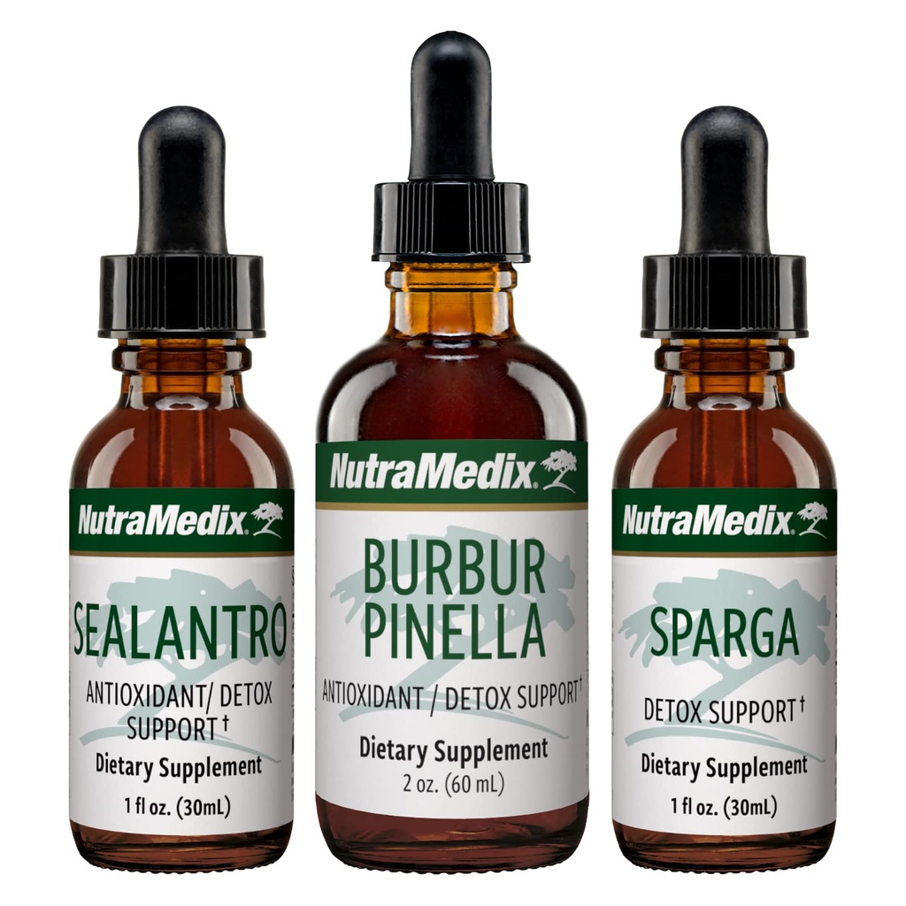 NutraMedix Detox Support Bundle - Sealantro (Chlorella, Cilantro Leaf & Pacific Cold- Water Red Seaweed), Sparga (Astragalus) & Burbur Pinella Extracts for Cleansing & Detox Support - 3- Piece Set