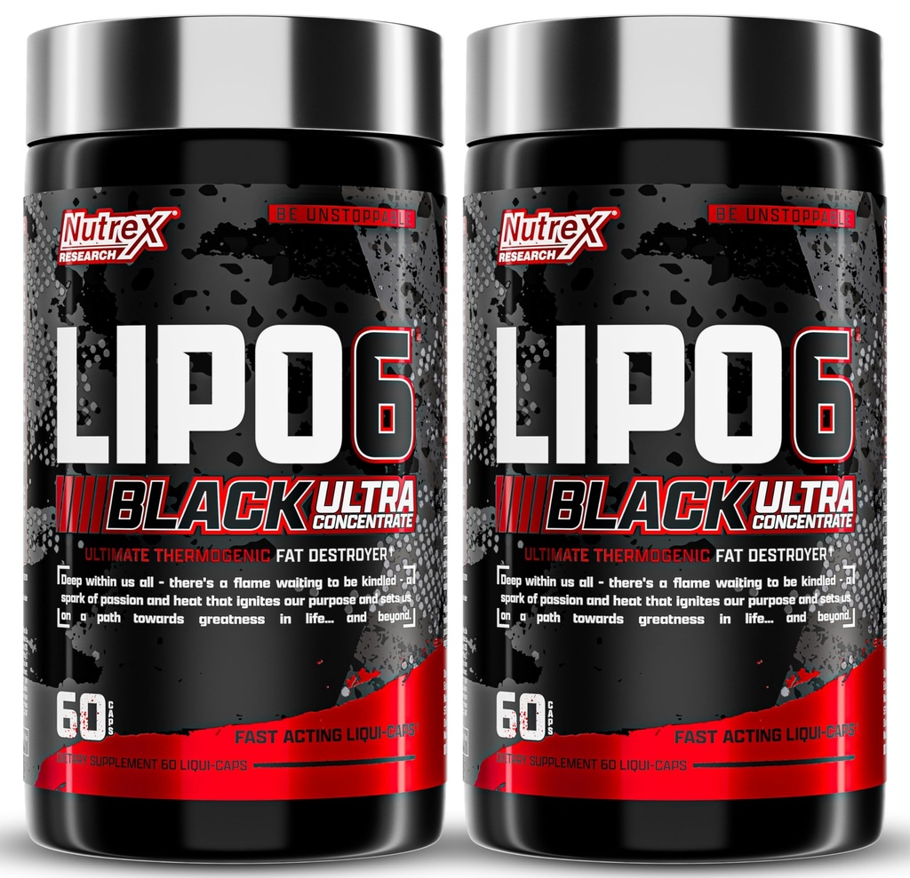 Nutrex Research Lipo- 6 Black Ultra Koncentrat Termogeniczny Tłuszcz Burner Suplement, Zwiększenie utraty masy ciała, Energia & Intensywne Focus 120 Diet Pigułki