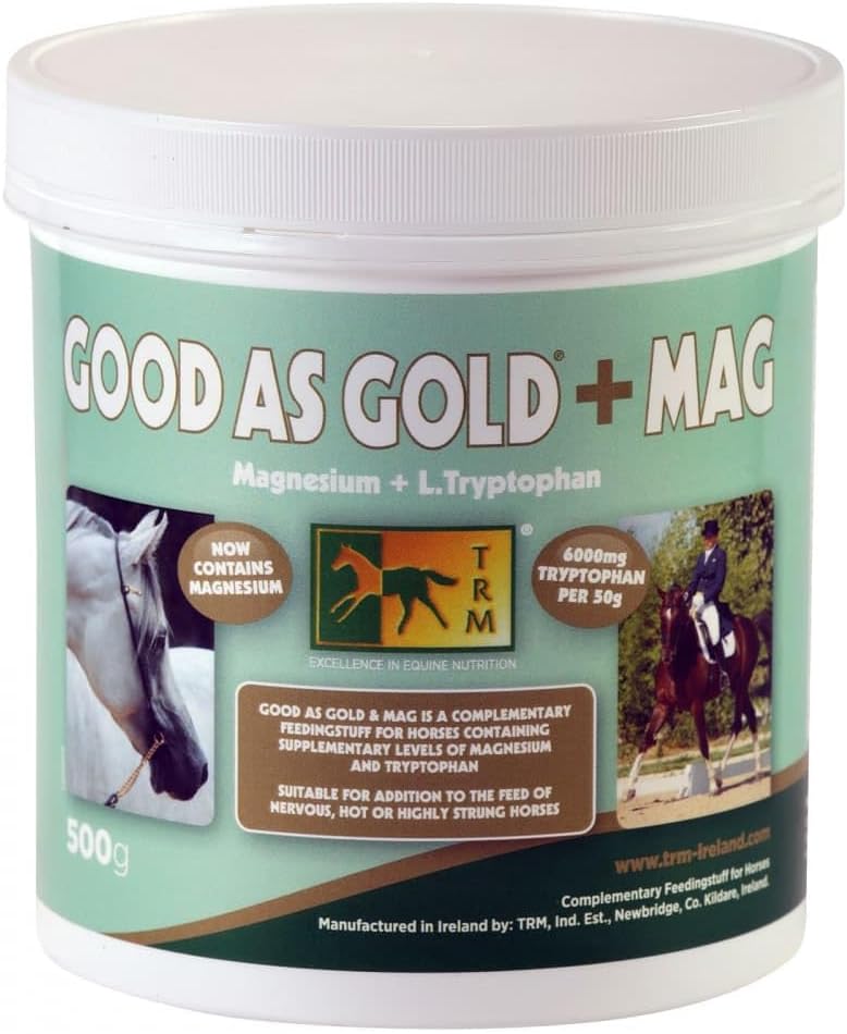 TRM Good as Gold + MAG Calming Horse Supplement for Relaxation and Focus Equipment 124; Tryptofan + Magnez - 1.1 lb (500g) - 1.1 lb