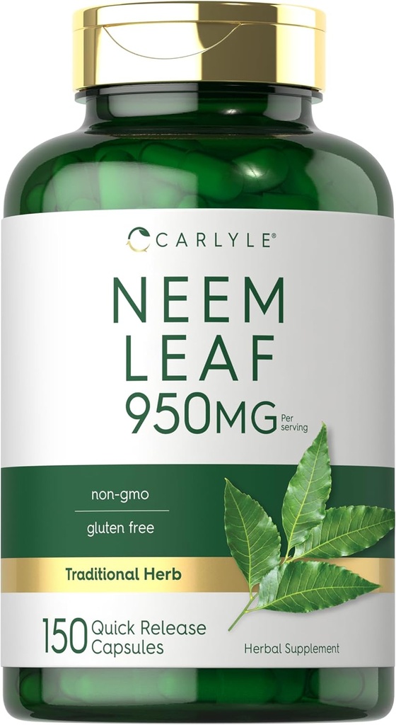 Carlyle Neem Leaf: 124; 950mg: 124; 150 kapsułek proszkowych: 124; Non- GMO i Gluten: Wolna formuła: 124; Value Size: 124; Tradycyjny suplement ziołowy: 124; Azadirachta Indica