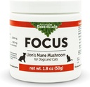 Esentymenty zwierzęce Focus Lions Mane Mushroom Supplement for Dogs & Cats - Popiera zdrowie mózgu, funkcje poznawcze, zdrowa odpowiedź immunologiczna, ekstrakt proszek mushroom - 1.8 Oz (Opakowanie 1)