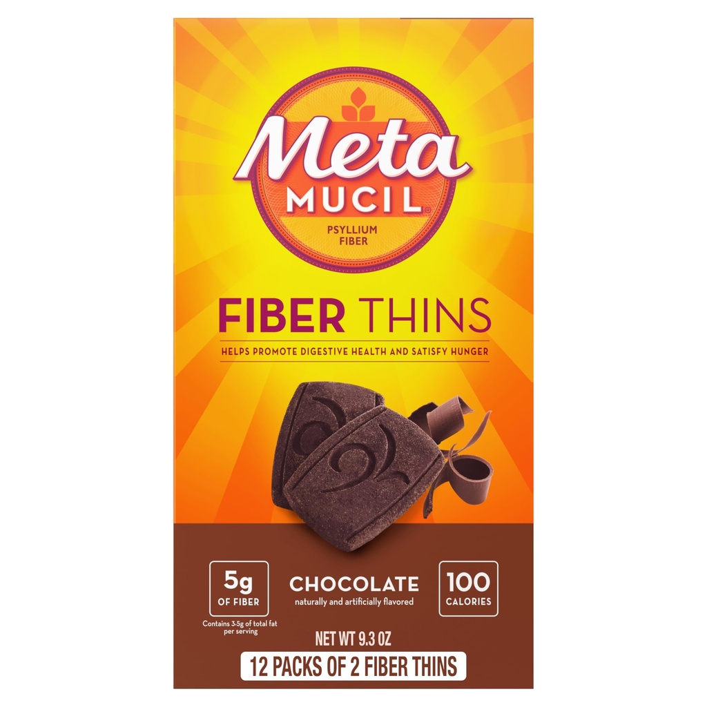 Metamucyl cienkie włókna, suplement Psyllium Husk Fiber, Poparcie dla zdrowia i zaspokojenie głód, Czekoladowy aromat, 12 Służenia
