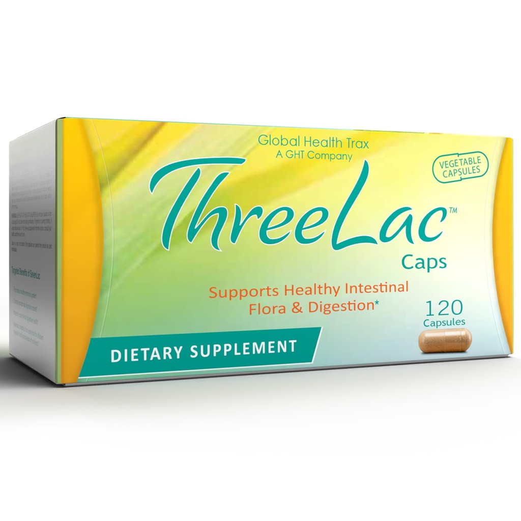 Global Health Trax GT - ThreeLac Probiotic Capsules, 120 Count - Kompleksowe wsparcie pokarmowe dla mężczyzn, kobiet i dzieci - System immunologiczny i równowaga gut, Non-GMO