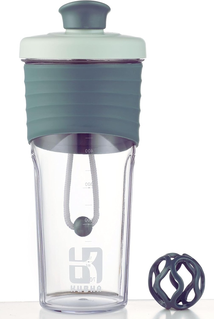 Butelka Shaker drugiej generacji do protein z kulą mieszającą - Perfect for Workouts and Outdoor Use, 24- Ounces shaker białka serwatki z wyraźnym pomiarem (czarny zielony)