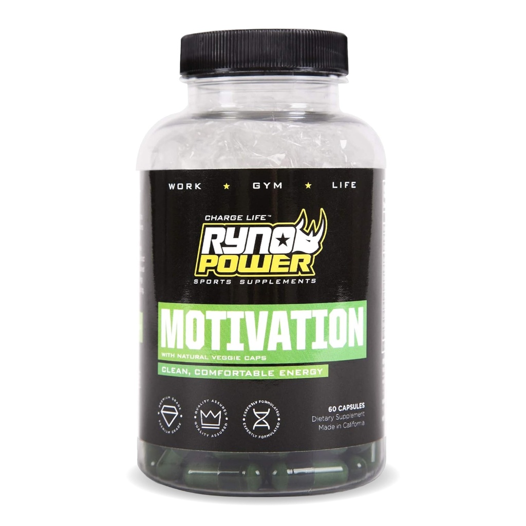 Ryno Power Motivation Wstępny trening Focus Suplement energii kapsułki (30 Służenia)