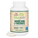 Magnesium L Threonate, Magtein - NSF Certified - Sleep and Cognitive Support – High Absorption – Most Bioavailable Form of Magnesium – 2,000 mg – 120 Capsules
