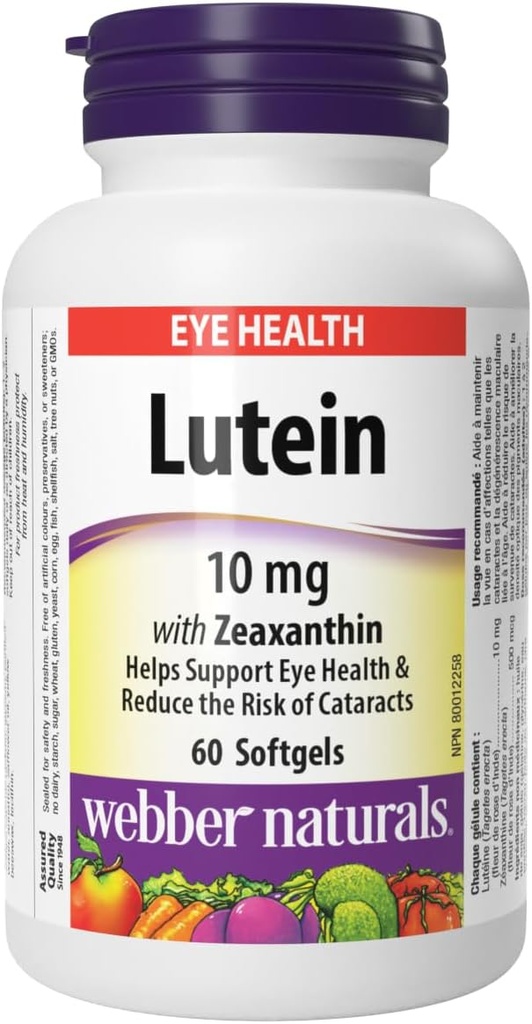 Webber Naturals Lutein z Zeaksantyną Softgel, 10mg 60 Count