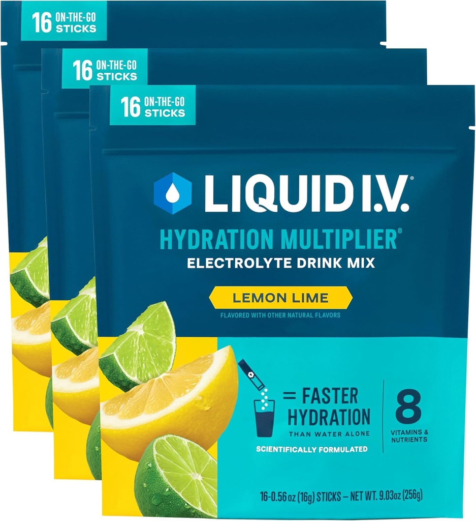 Płynny mnożnik nawodnienia I.V. ® - limonka cytrynowa 124; proszek do nasączania elektrolitów mieszaniny 124; 3 opakowania (48 Servings)